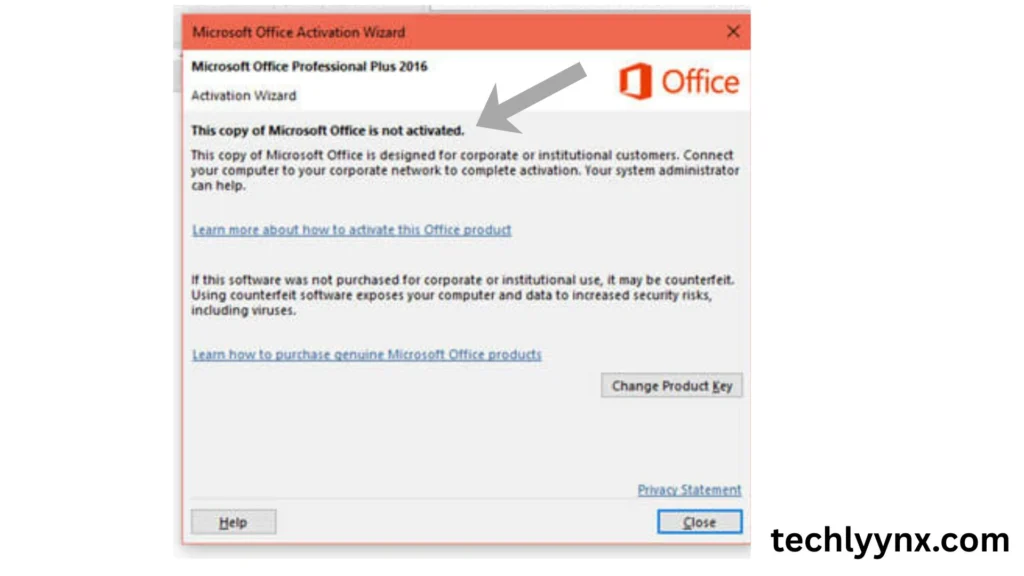 "This copy of Microsoft Office is not activated."